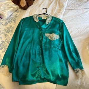 Victoria’s Secret Gold Tag green silk robe